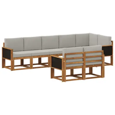 vidaXL Zunanja garnitura za sedenje 8 pcs Naravna in svetlo siva