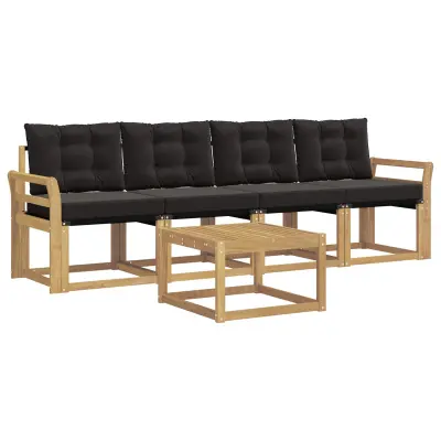 vidaXL Zunanja garnitura za sedenje z blazino 5 pcs Bela in črna