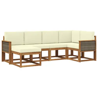 vidaXL Zunanja garnitura za sedenje 6 pcs Naravna in smetana Poliester