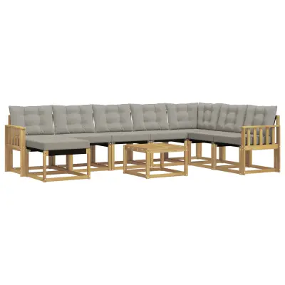 vidaXL Zunanja garnitura za sedenje 9 pcs Bela in svetlo siva