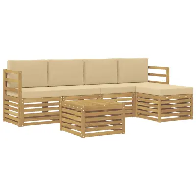 vidaXL Zunanja garnitura za sedenje 6 pcs Bela in bež Poliester