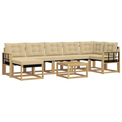 vidaXL Zunanja garnitura za sedenje z blazino 8 pcs Bela in bež