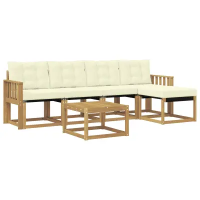 vidaXL Zunanja garnitura za sedenje z blazino 6 pcs Bela in krem