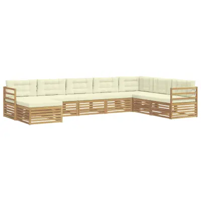 vidaXL Zunanja garnitura za sedenje 8 pcs Bela in krem Poliester