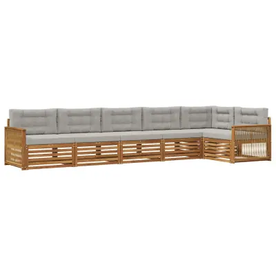 vidaXL Zunanja garnitura za sedenje 6 pcs Naravna in svetlo siva