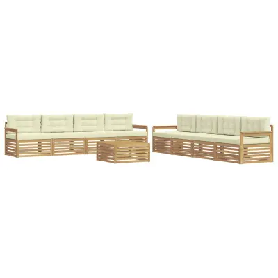 vidaXL Zunanja garnitura za sedenje 9 pcs Bela in krem Poliester