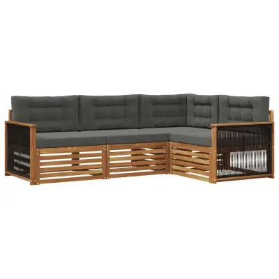 vidaXL Zunanja garnitura za sedenje 4 pcs Naravna in antracitna