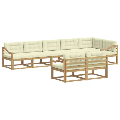 vidaXL Zunanja garnitura za sedenje 6 pcs Bela in krem Poliester