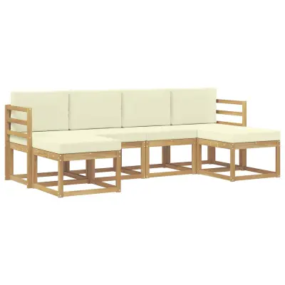 vidaXL Zunanja garnitura za sedenje 6 pcs Naravna in smetana Poliester