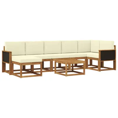 vidaXL Zunanja garnitura za sedenje 8 pcs Naravna in smetana Poliester