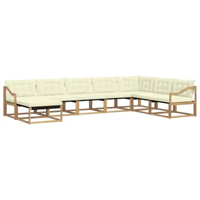 vidaXL Zunanja garnitura za sedenje z blazino 8 pcs Bela in krem