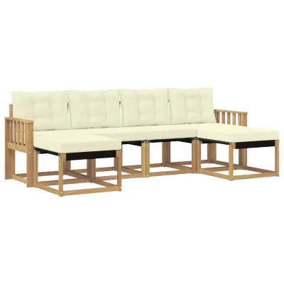 vidaXL Zunanja garnitura za sedenje z blazino 6 pcs Bela in krem