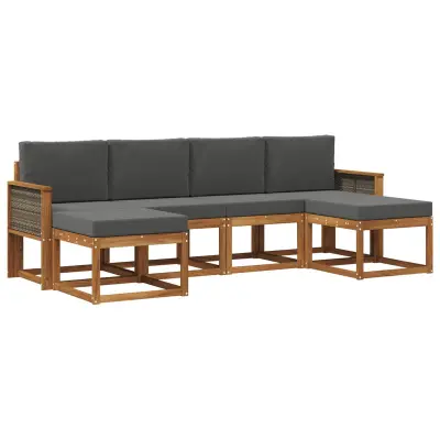 vidaXL Zunanja garnitura za sedenje 6 pcs Naravna in antracitna