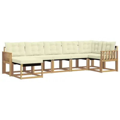 vidaXL Zunanja garnitura za sedenje z blazino 7 pcs Bela in krem
