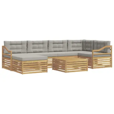vidaXL Zunanja garnitura za sedenje 7 pcs Bela in svetlo siva