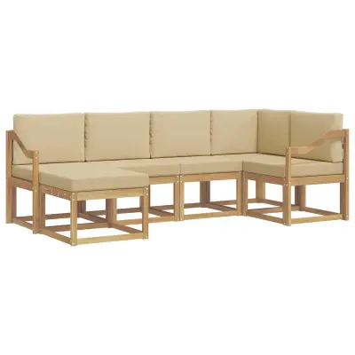 vidaXL Zunanja garnitura za sedenje 6 pcs Bela in bež Poliester