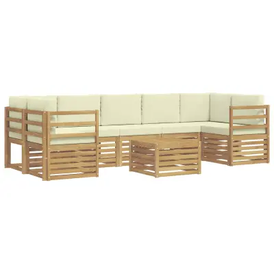 vidaXL Zunanja garnitura za sedenje 8 pcs Bela in krem Poliester