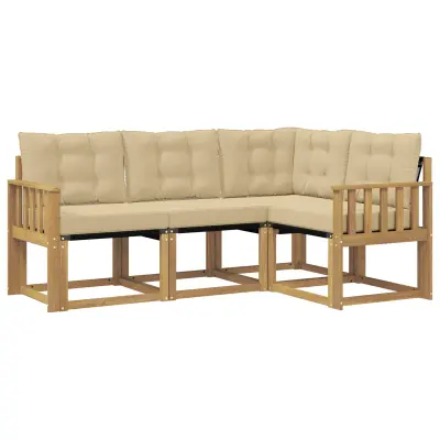 vidaXL Zunanja garnitura za sedenje z blazino 4 pcs Bela in bež