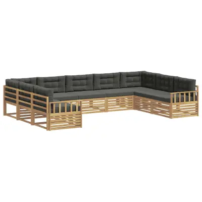 vidaXL Zunanja garnitura za sedenje z blazino 9 pcs Bela in antracit