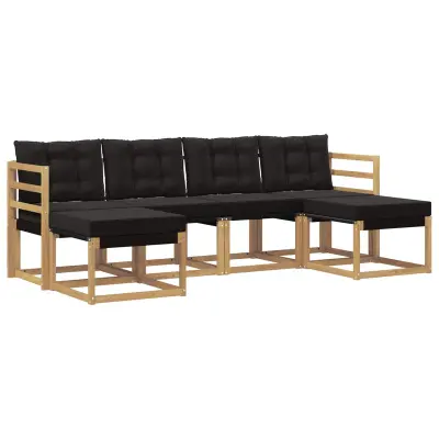 vidaXL Zunanja garnitura za sedenje z blazino 6 pcs Bela in črna