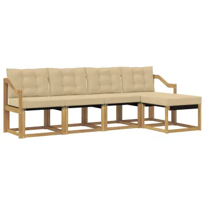 vidaXL Zunanja garnitura za sedenje z blazino 5 pcs Bela in bež