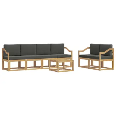 vidaXL Zunanja garnitura za sedenje z blazino 7 pcs Bela in antracit