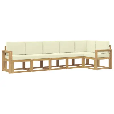 vidaXL Zunanja garnitura za sedenje 6 pcs Bela in krem Poliester