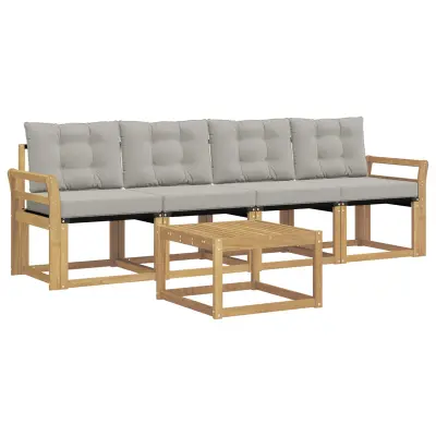 vidaXL Zunanja garnitura za sedenje 5 pcs Bela in svetlo siva