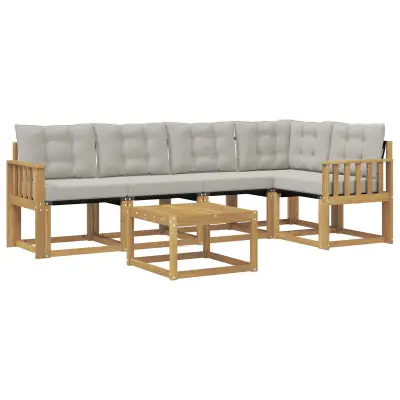vidaXL Zunanja garnitura za sedenje 6 pcs Bela in svetlo siva
