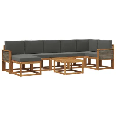 vidaXL Zunanja garnitura za sedenje 8 pcs Naravna in antracitna