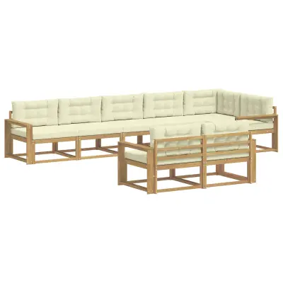 vidaXL Zunanja garnitura za sedenje 6 pcs Bela in krem Poliester