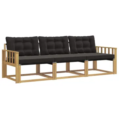 vidaXL Zunanja garnitura za sedenje z blazino 3 pcs Bela in črna