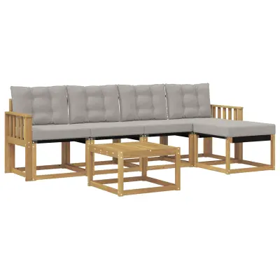 vidaXL Zunanja garnitura za sedenje 6 pcs Bela in svetlo siva