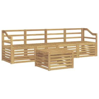 vidaXL Zunanja garnitura za sedenje 5 pcs Bela Masiven les akacije