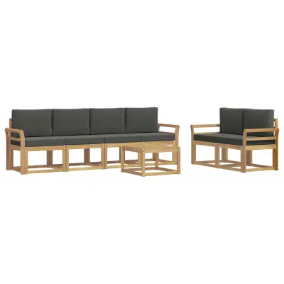 vidaXL Zunanja garnitura za sedenje z blazino 7 pcs Bela in antracit