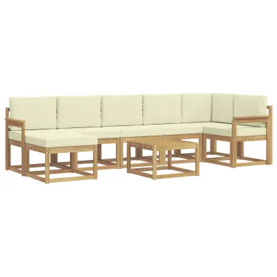 vidaXL Zunanja garnitura za sedenje 8 pcs Bela in krem Poliester