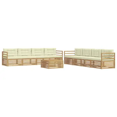 vidaXL Zunanja garnitura za sedenje 9 pcs Bela in krem Poliester
