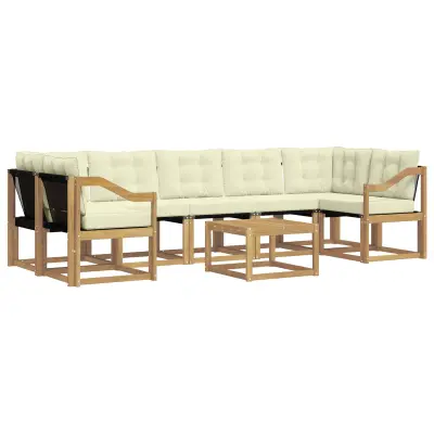 vidaXL Zunanja garnitura za sedenje z blazino 8 pcs Bela in krem