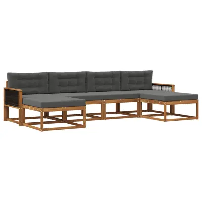 vidaXL Zunanja garnitura za sedenje 6 pcs Naravna in antracitna