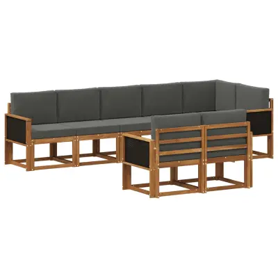 vidaXL Zunanja garnitura za sedenje 8 pcs Naravna in antracitna