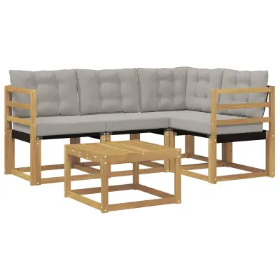 vidaXL Zunanja garnitura za sedenje 5 pcs Bela in svetlo siva