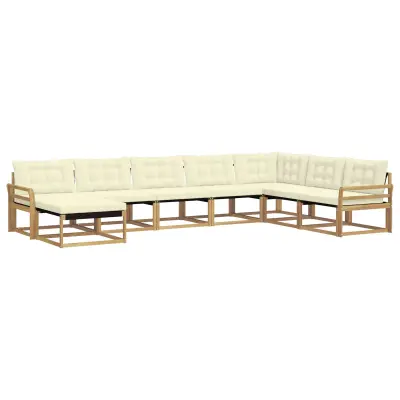 vidaXL Zunanja garnitura za sedenje z blazino 8 pcs Bela in krem