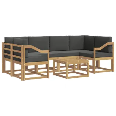 vidaXL Zunanja garnitura za sedenje z blazino 7 pcs Bela in antracit