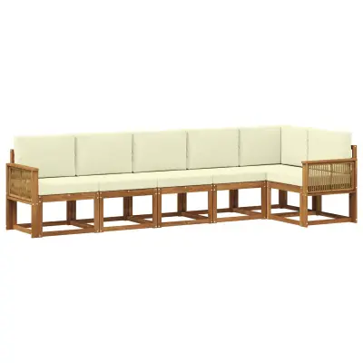 vidaXL Zunanja garnitura za sedenje 6 pcs Naravna in smetana Poliester