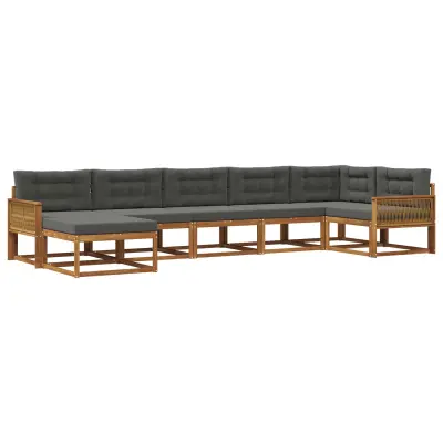 vidaXL Zunanja garnitura za sedenje 7 pcs Naravna in antracitna