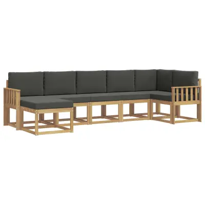 vidaXL Zunanja garnitura za sedenje 7 pcs Bela in antracit Poliester