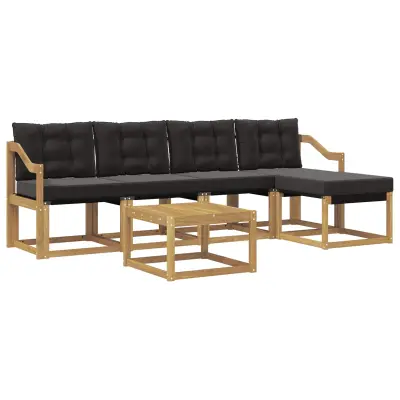 vidaXL Zunanja garnitura za sedenje z blazino 6 pcs Bela in črna