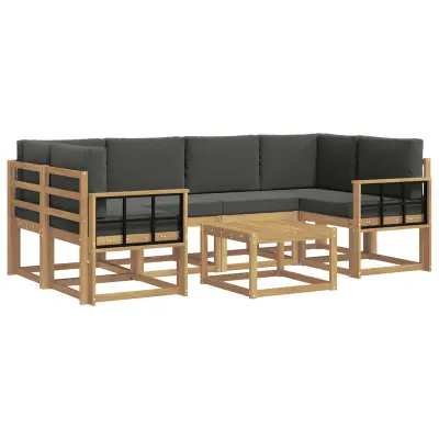 vidaXL Zunanja garnitura za sedenje z blazino 7 pcs Bela in antracit