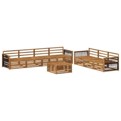 vidaXL Zunanja garnitura za sedenje 8 pcs Naravna Masiven les akacije