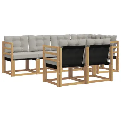 vidaXL Zunanja garnitura za sedenje 7 pcs Bela in svetlo siva